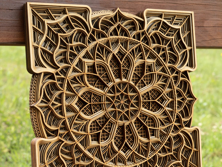 Wooden Square Mandala Wall Art
