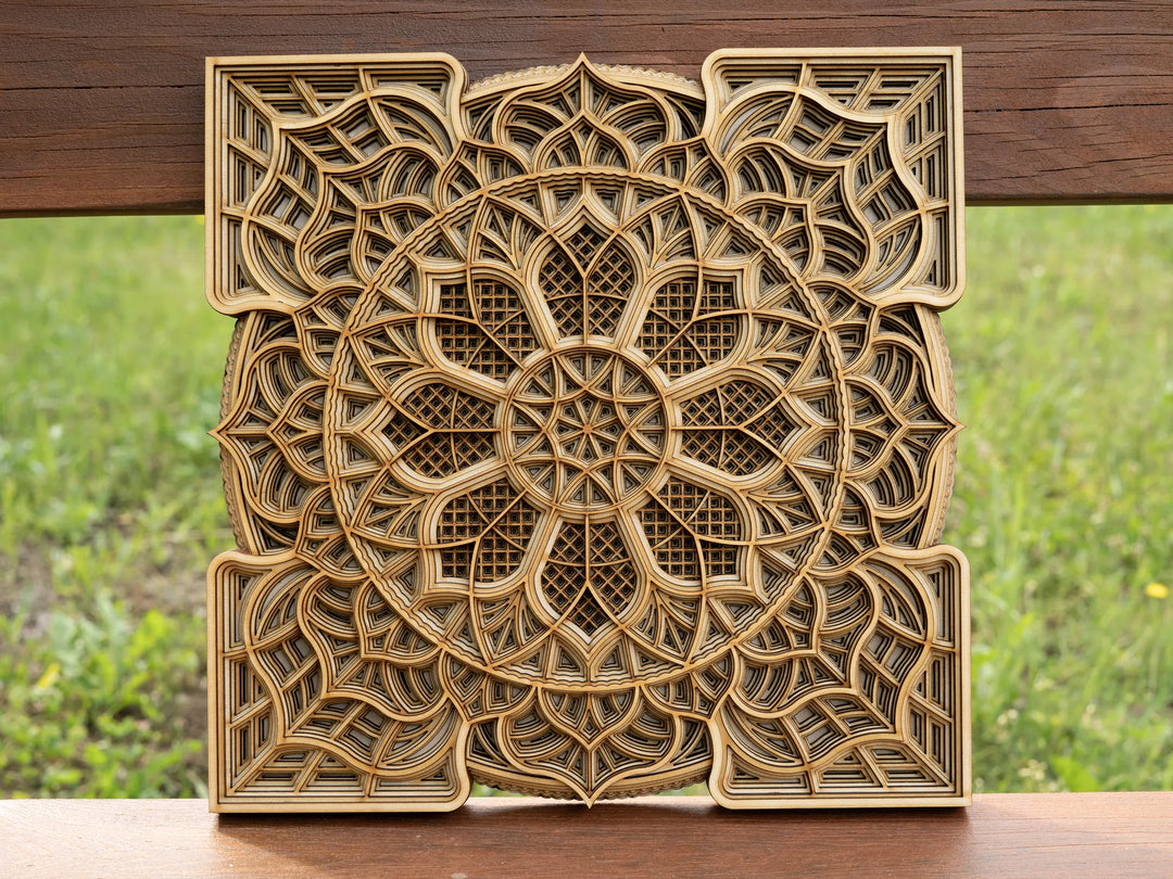 Wooden Square Mandala Wall Art