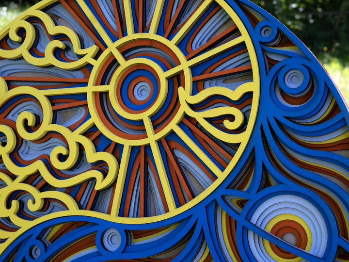 Yin Yang Mosaic Wooden Mandala Wall Art