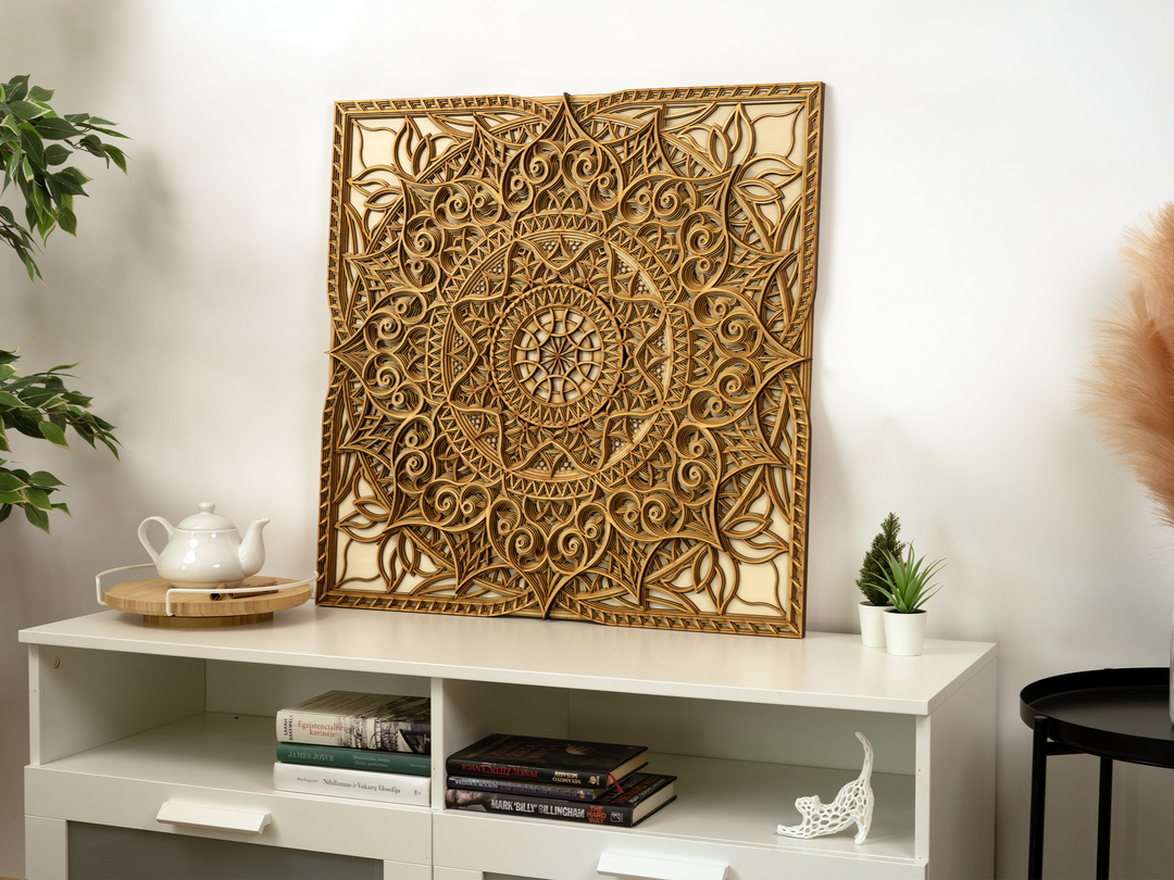 Geometric Wooden Mandala Wall Art