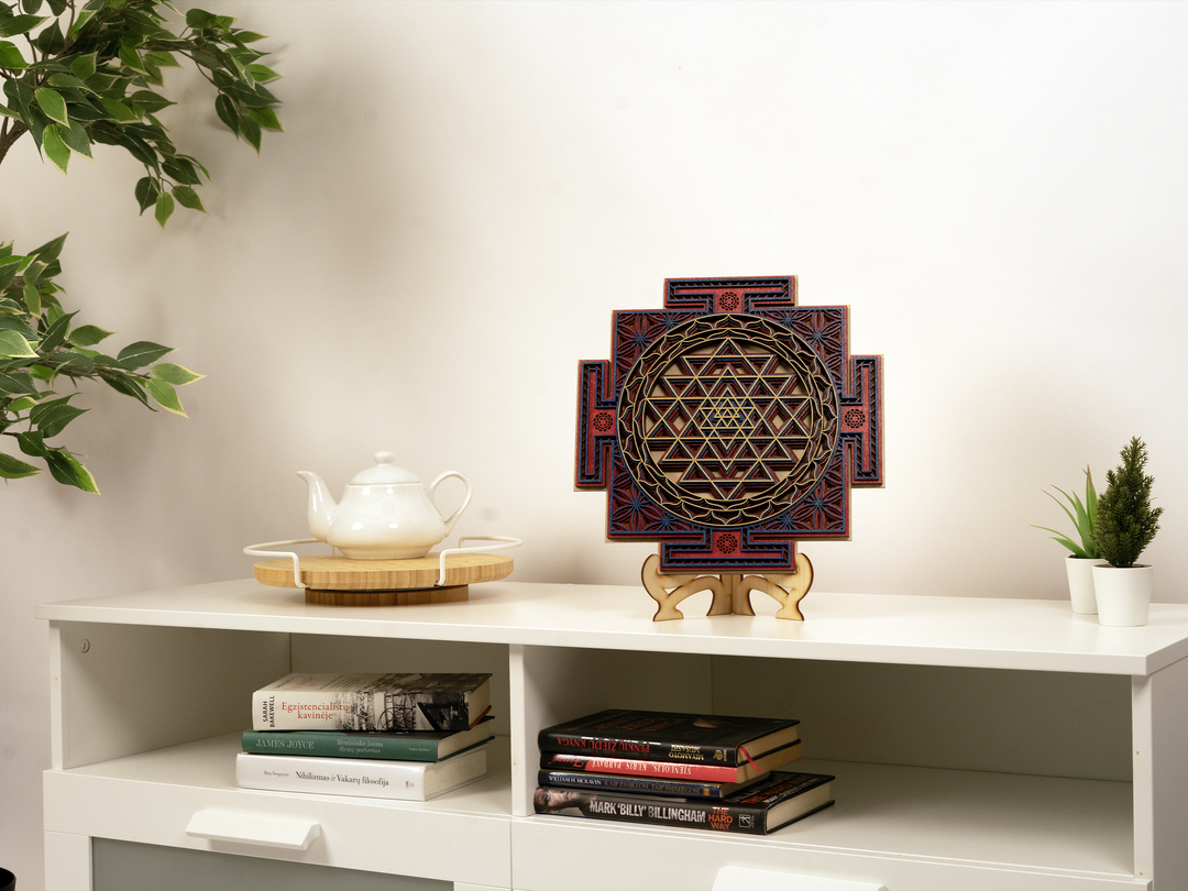 Sri Yantra Wooden Mandala | 3D Sacred Geometry Wall Art