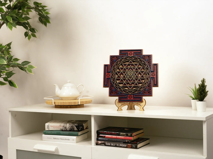 Sri Yantra Wooden Mandala Wall Art