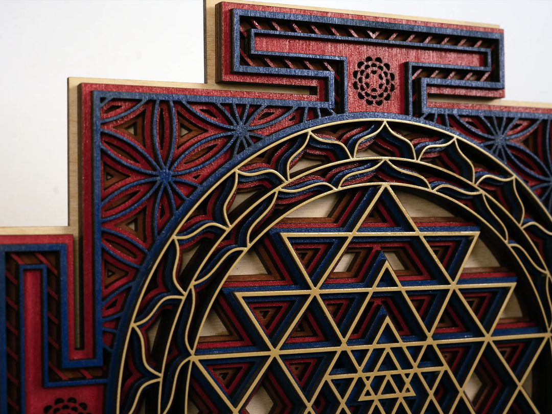 Sri Yantra Wooden Mandala Wall Art