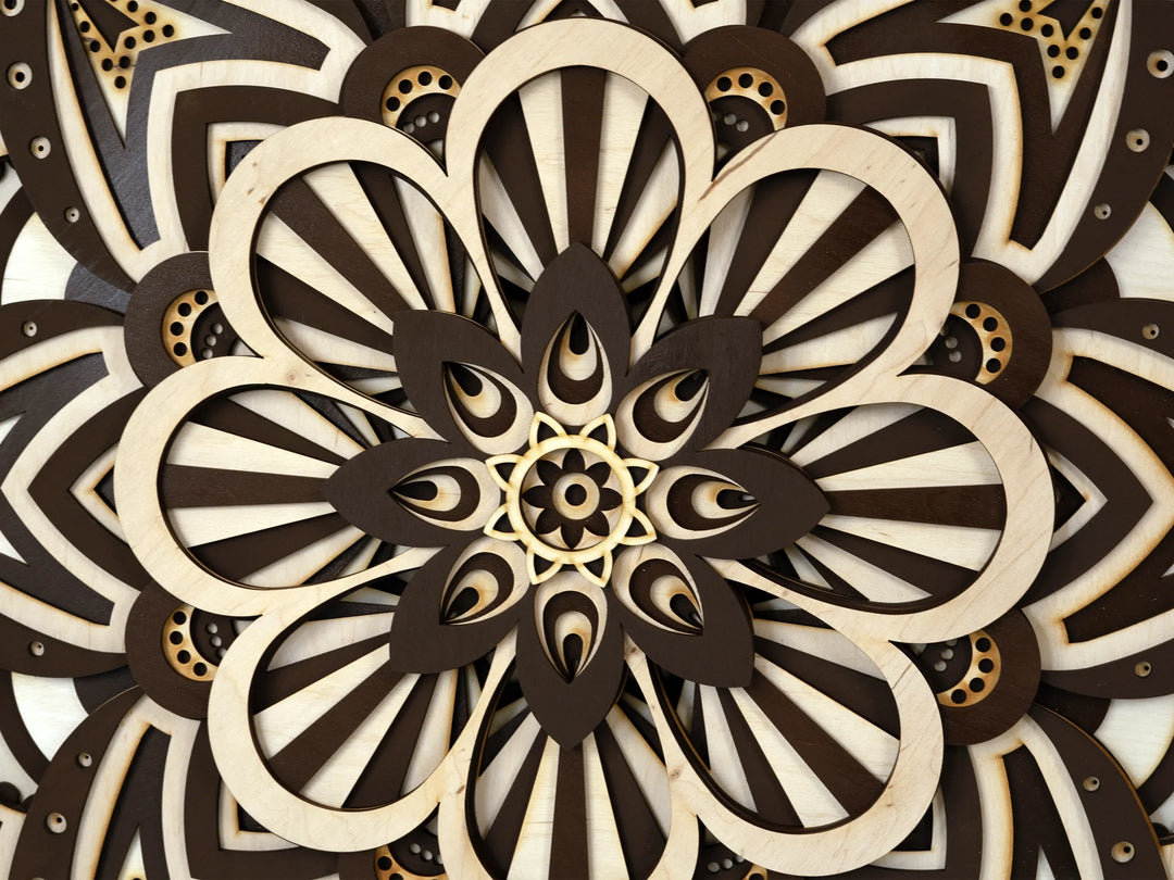 Floral Geometry Wooden Mandala Wall Art