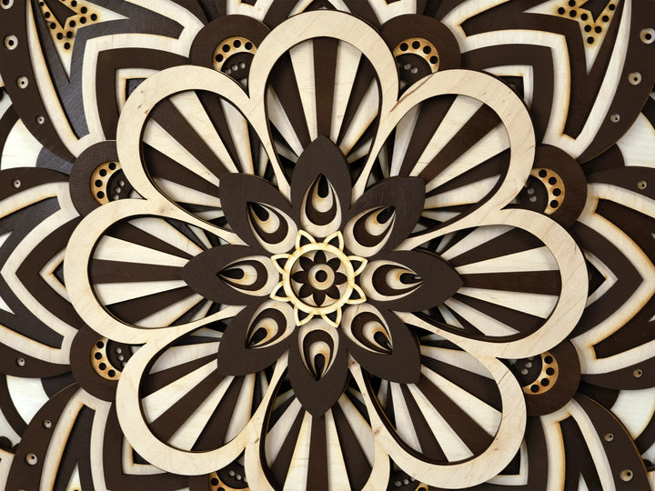 Floral Geometry Wooden Mandala Wall Art