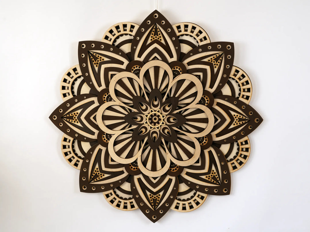 Floral Geometry Wooden Mandala Wall Art