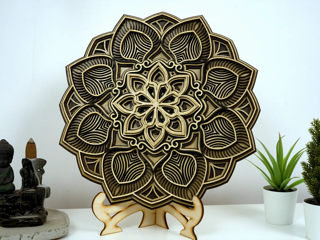 Boho Flower Wooden Mandala Wall Art