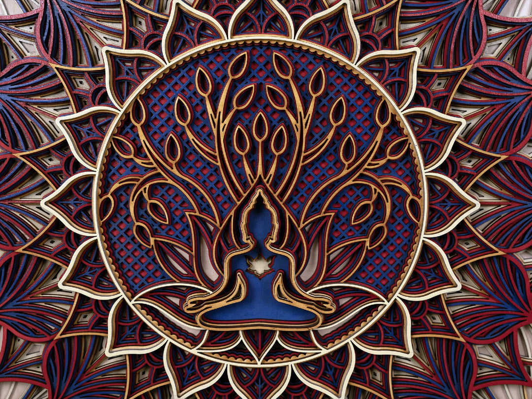 Wooden Buddha Tree of Life Mandala
