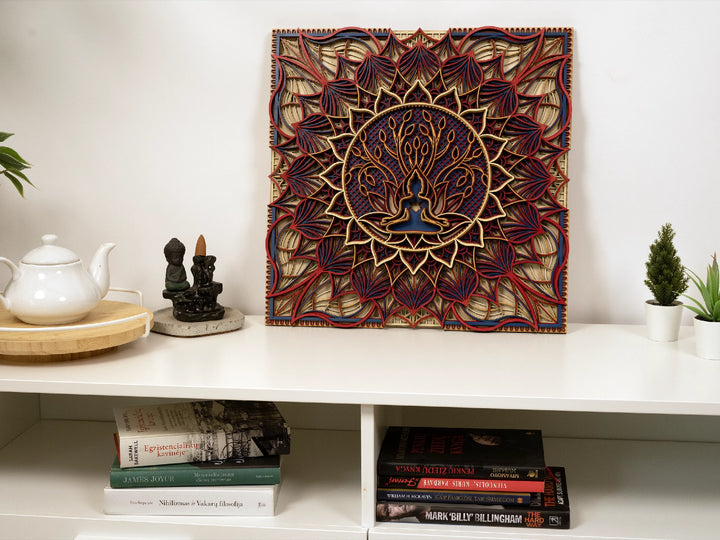 Wooden Buddha Tree of Life Mandala
