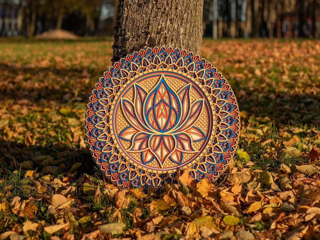 Lotus Flower Wooden Mandala Wall Art