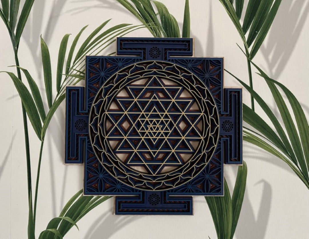Sri Yantra Wooden Mandala | 3D Sacred Geometry Wall Art