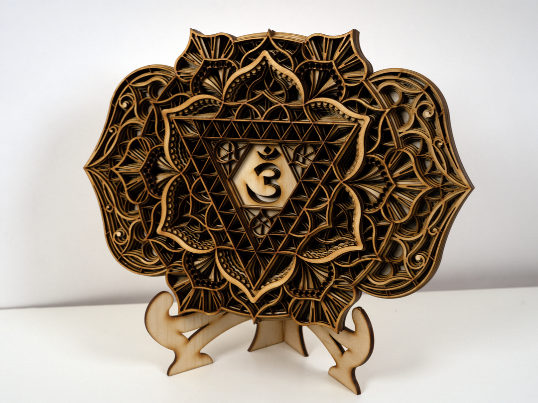 Third Eye Chakra (Sahasrara) Mandala Wooden Wall Art – Zen Decor