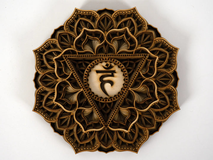 Throat Chakra Wooden Mandala Wall Art