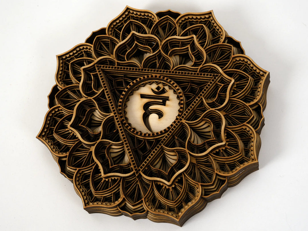 Throat Chakra Wooden Mandala Wall Art