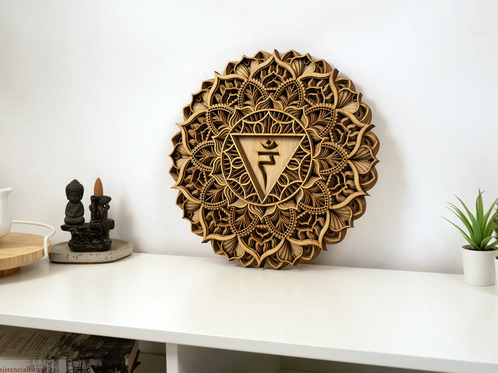 Solar Plexus Chakra Wooden Mandala Wall Art