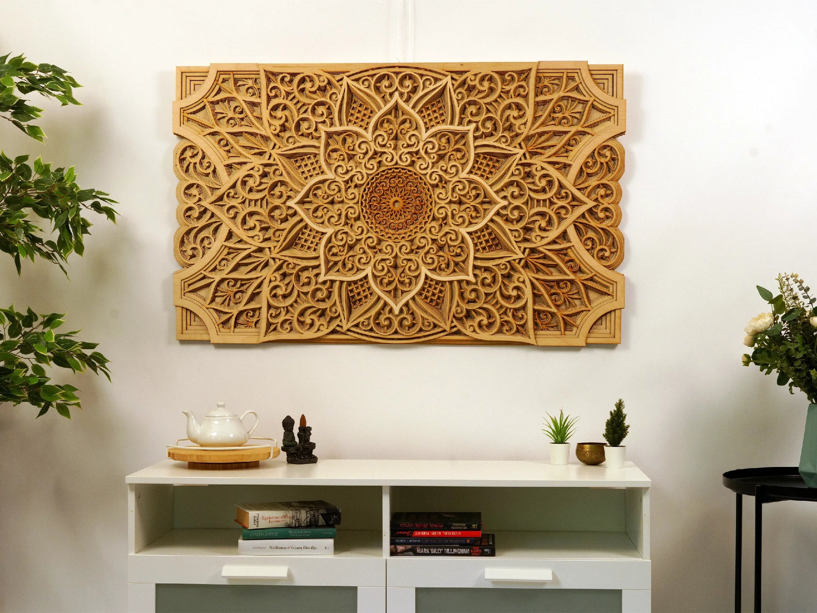 3D layered wooden mandala wall decor made from natural plywood