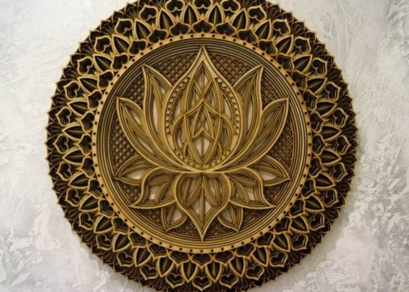 Lotus Flower Elegant Wooden Mandala