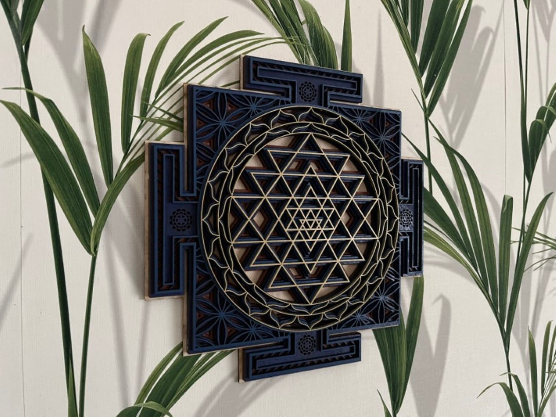 Sri Yantra Wooden Mandala | 3D Sacred Geometry Wall Art