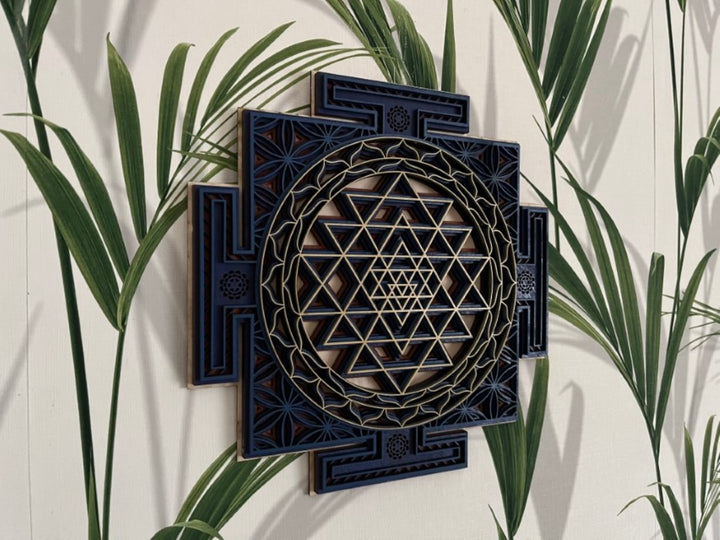 Sri Yantra Wooden Mandala | 3D Sacred Geometry Wall Art