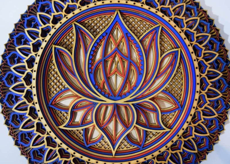 Lotus Flower Elegant Wooden Mandala