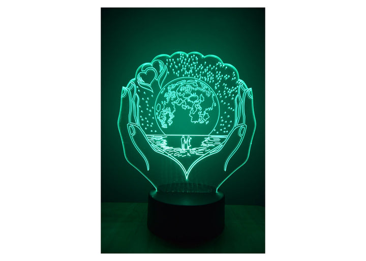 Earth Hands LED Night Lamp | RGB 3D Acrylic Night Light