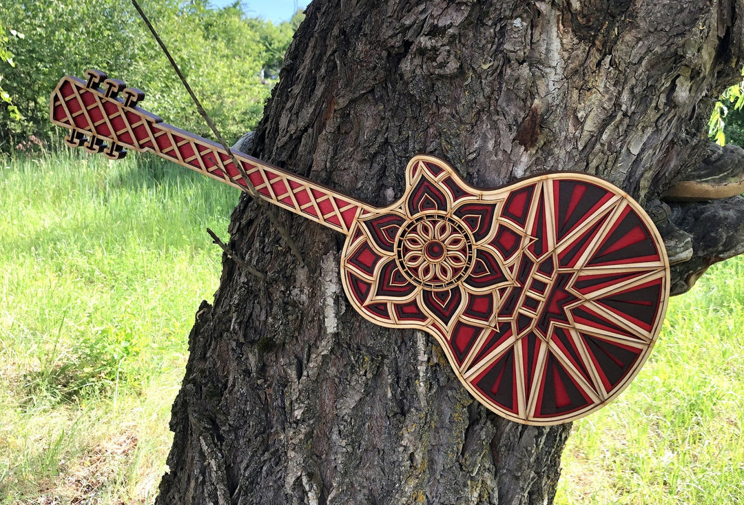 Wooden Guitar Mandala Art