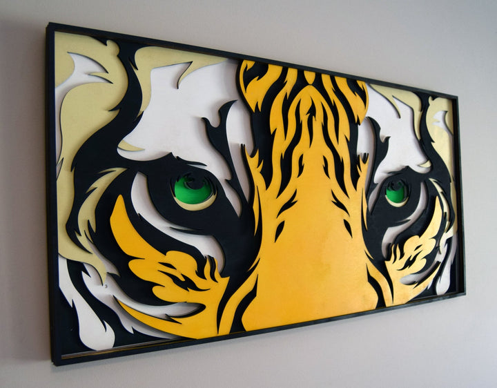 Tiger Eyes Wooden Mandala Wall Art