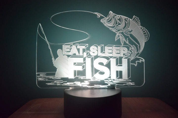 Eat Sleep Fish LED Night Lamp | RGB 3D Acrylic Night Light