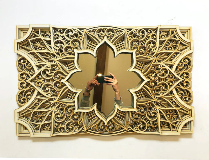Wooden Long Mirror Mandala