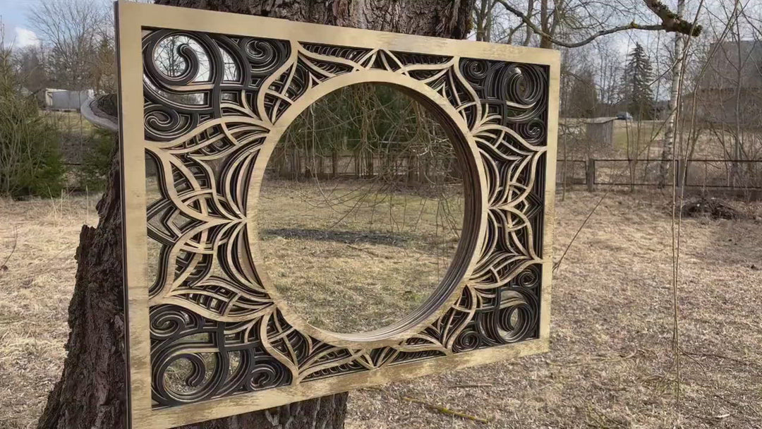 Wooden Large Mirror Mandala