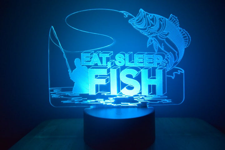 Eat Sleep Fish LED Night Lamp | RGB 3D Acrylic Night Light
