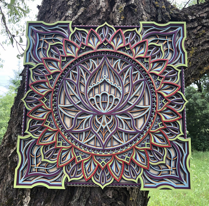 Lotus Flower Wooden Mandala