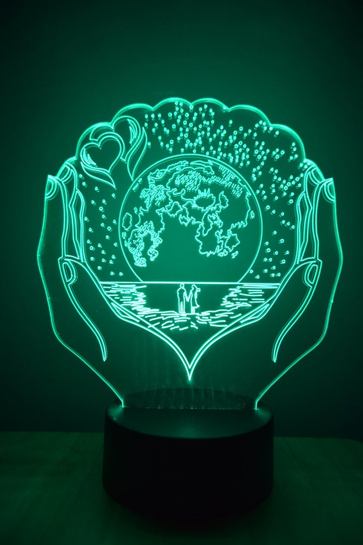 Earth Hands LED Night Lamp | RGB 3D Acrylic Night Light