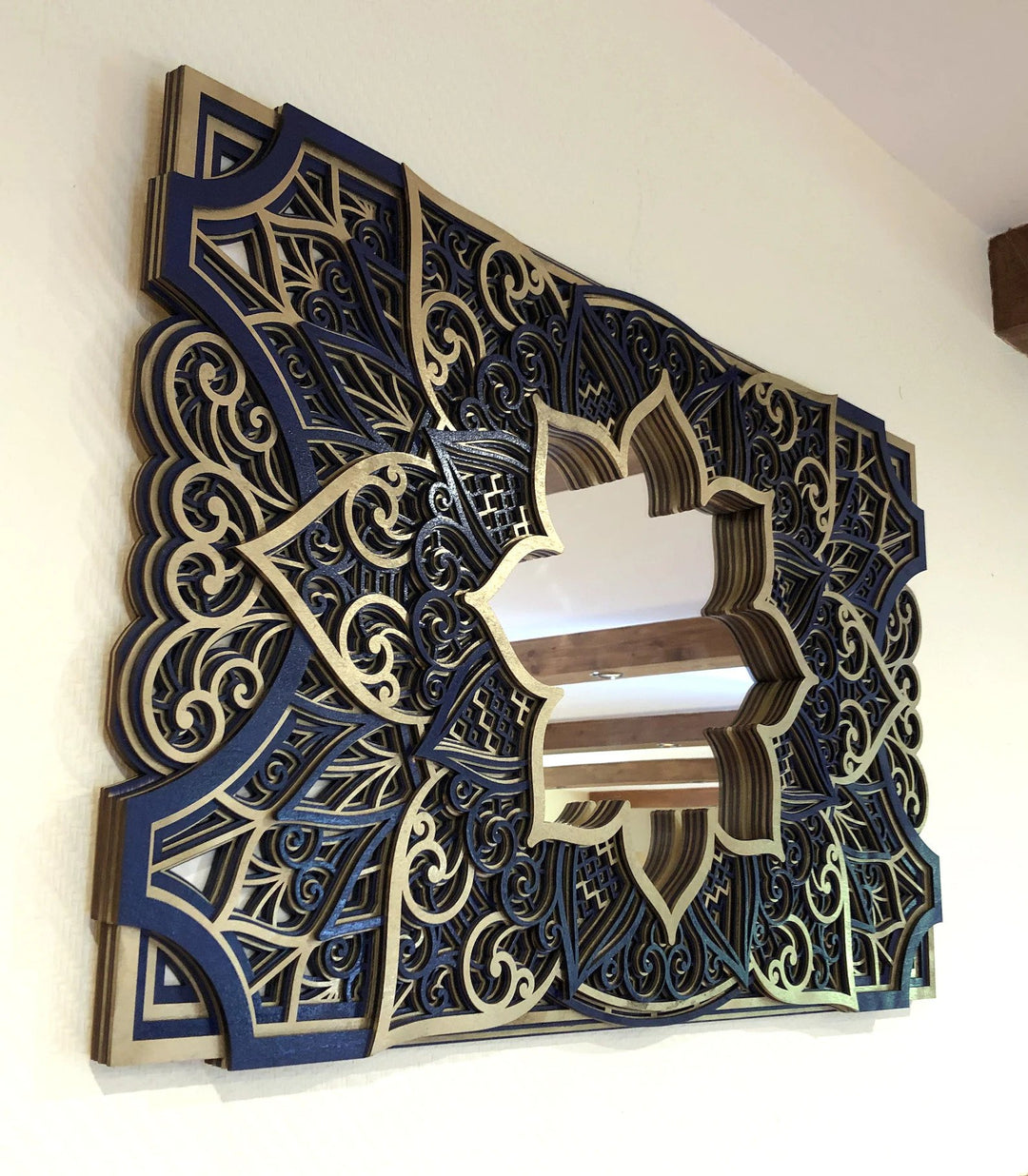 Wooden Long Mirror Mandala