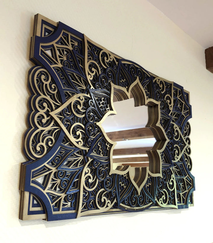 Wooden Long Mirror Mandala