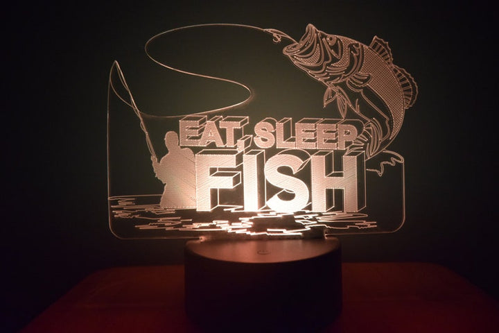 Eat Sleep Fish LED Night Lamp | RGB 3D Acrylic Night Light