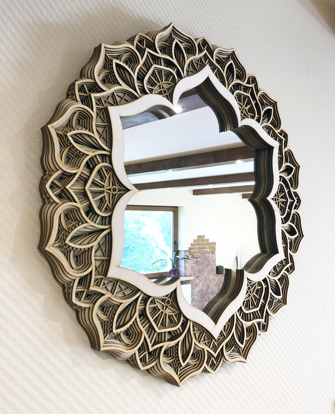 Flower Wooden Mirror Mandala
