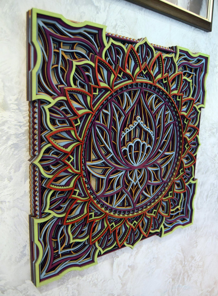 Lotus Flower Wooden Mandala