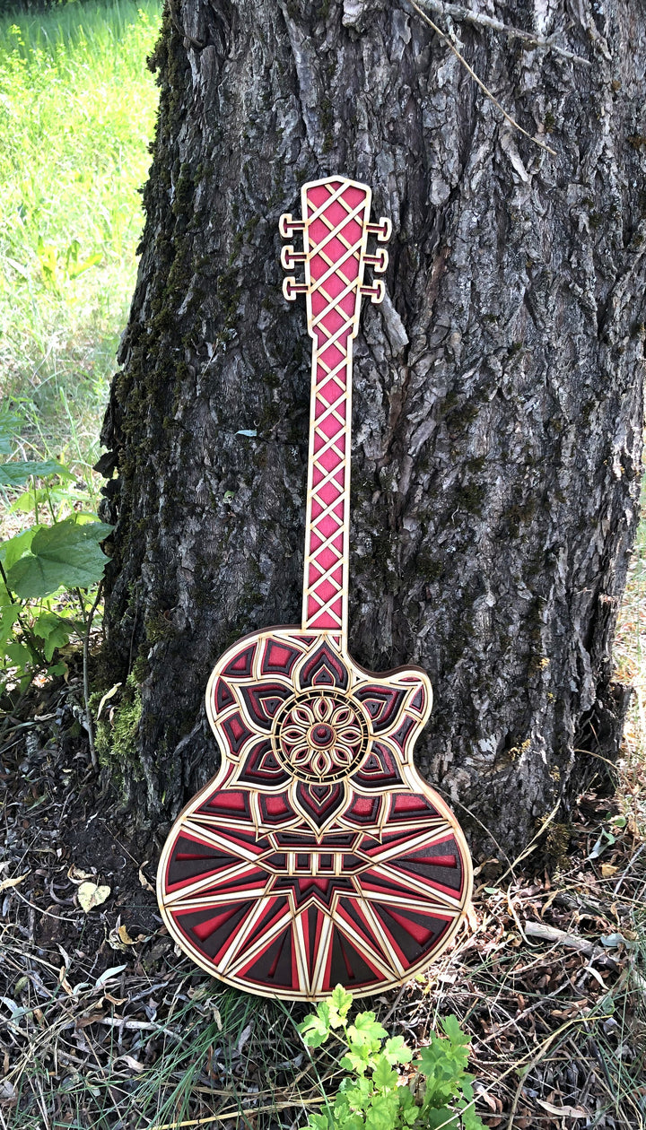Wooden Guitar Mandala Art