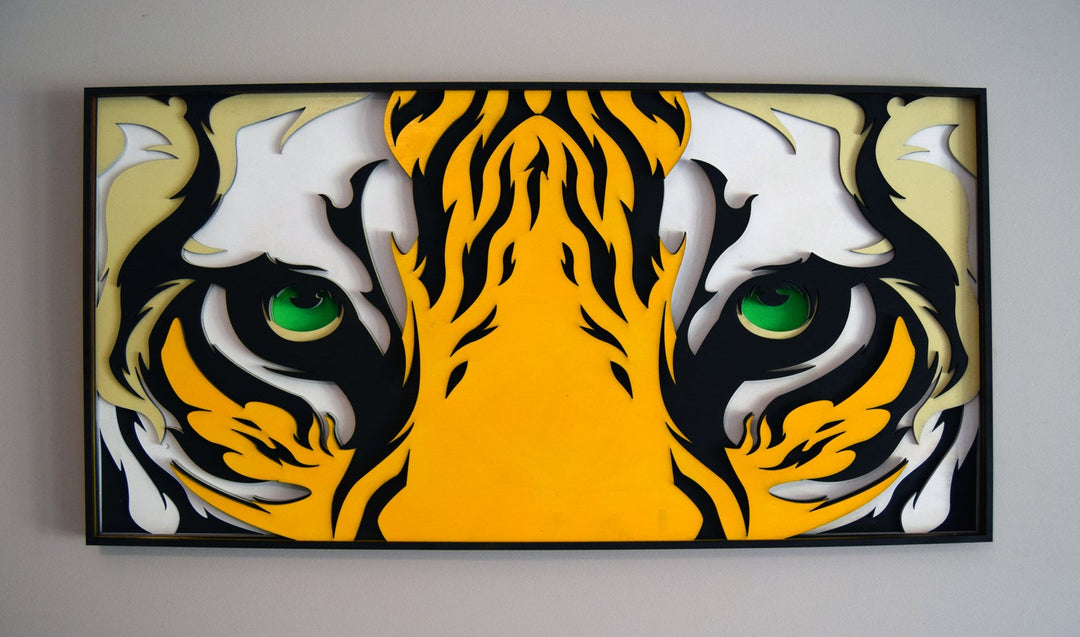 Tiger Eyes Wooden Mandala Wall Art