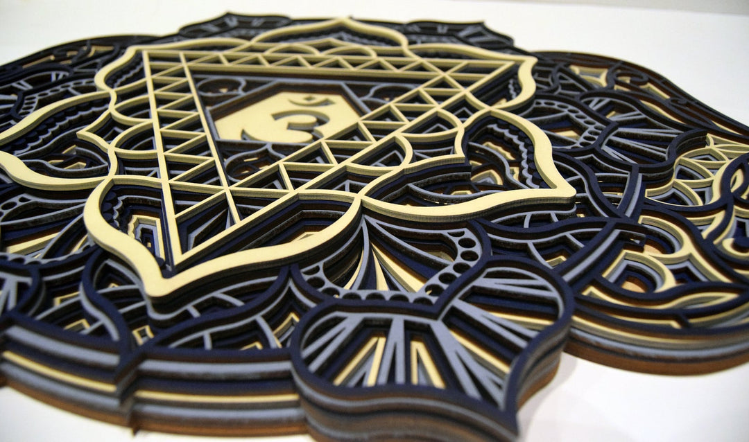 Third Eye Chakra (Sahasrara) Mandala Wooden Wall Art – Zen Decor