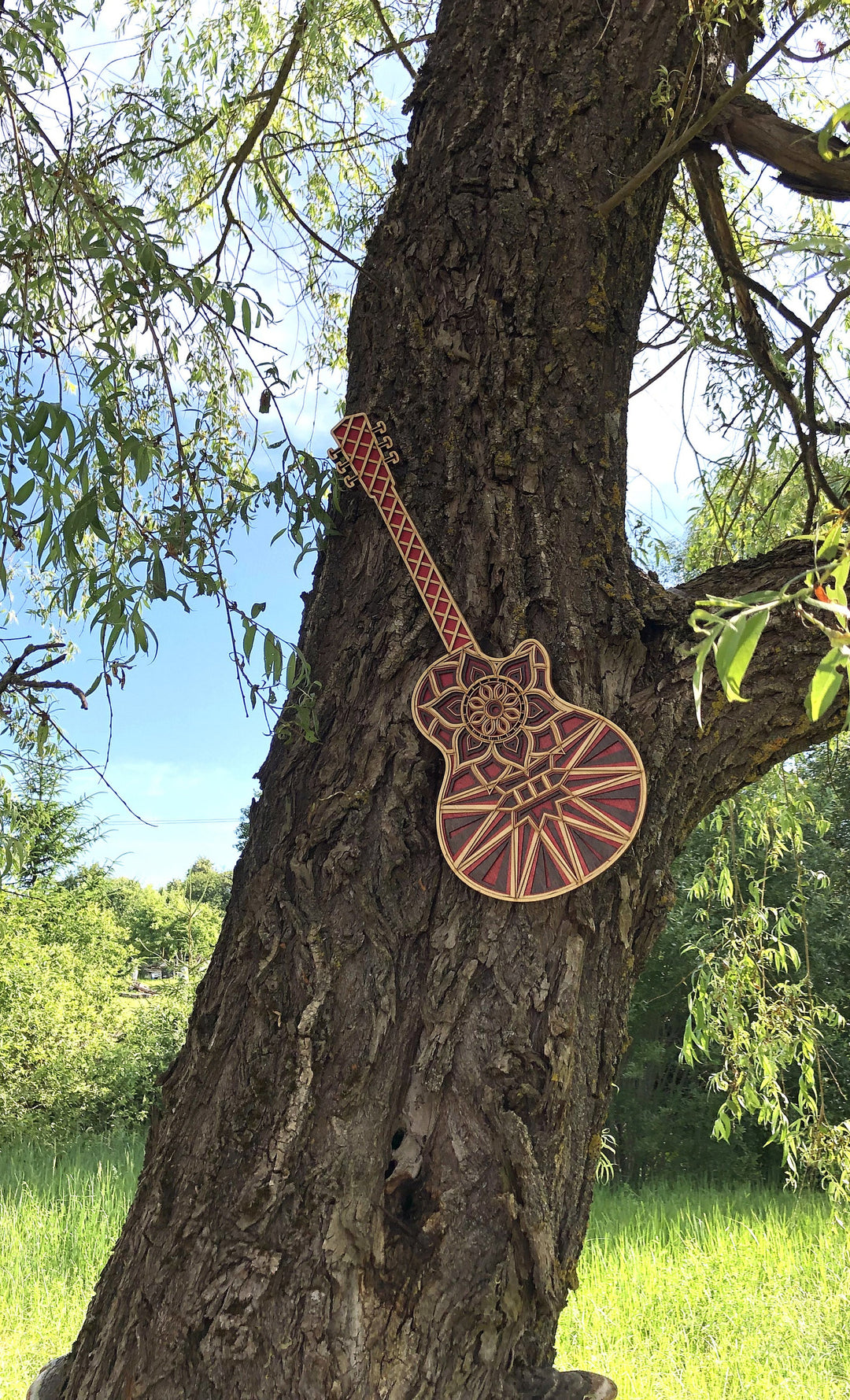 Wooden Guitar Mandala Art