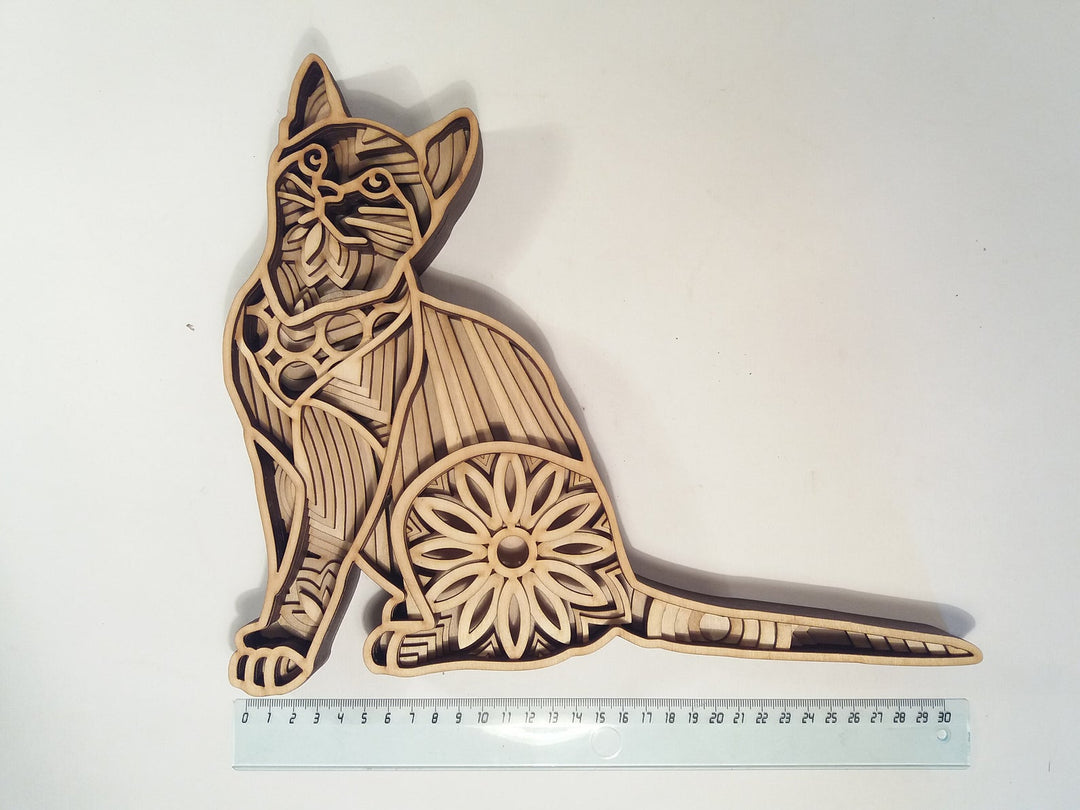 Wooden cat mandala