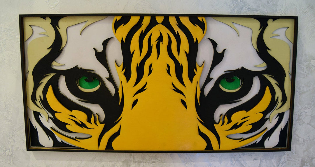 Tiger Eyes Wooden Mandala Wall Art