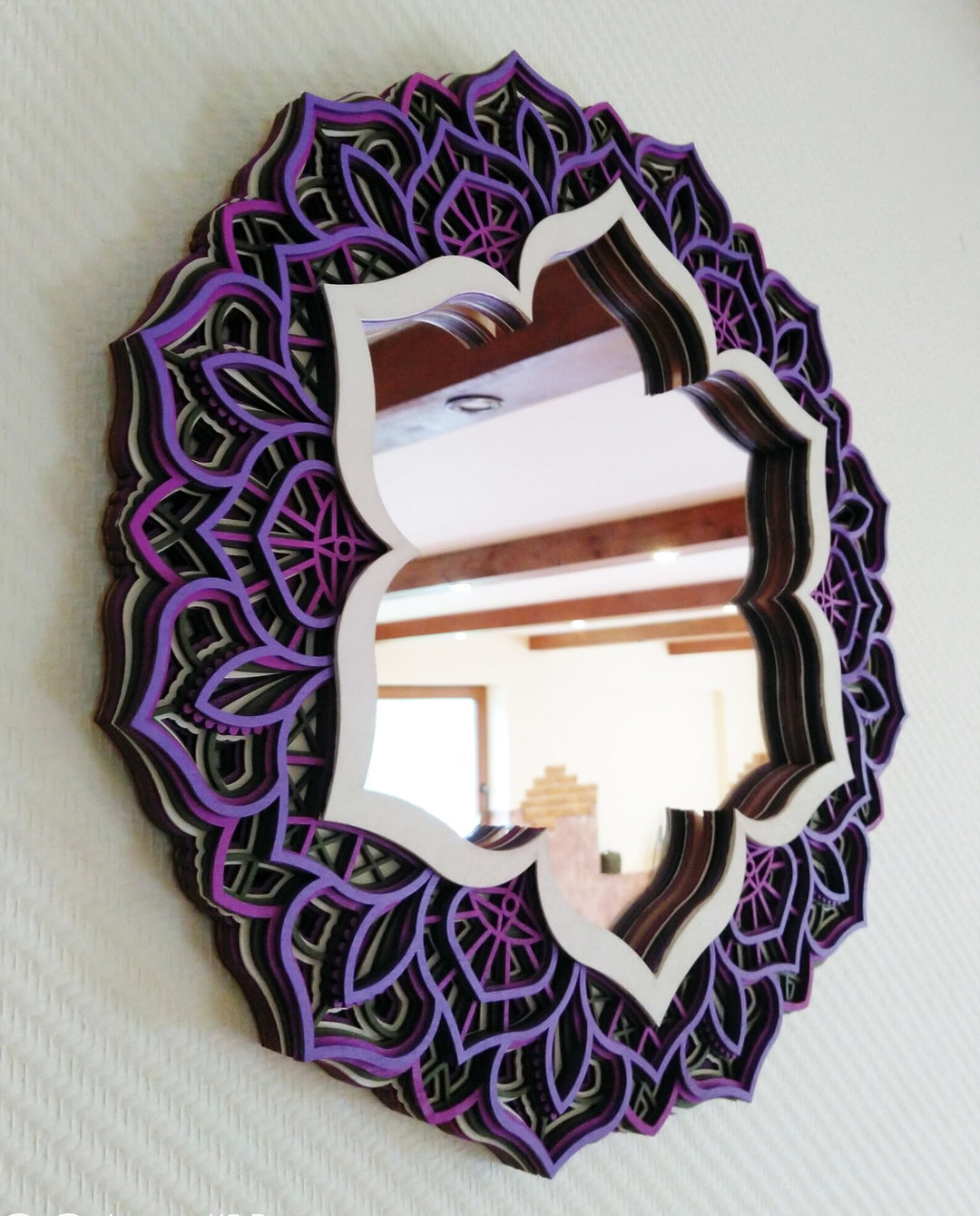 Flower Wooden Mirror Mandala