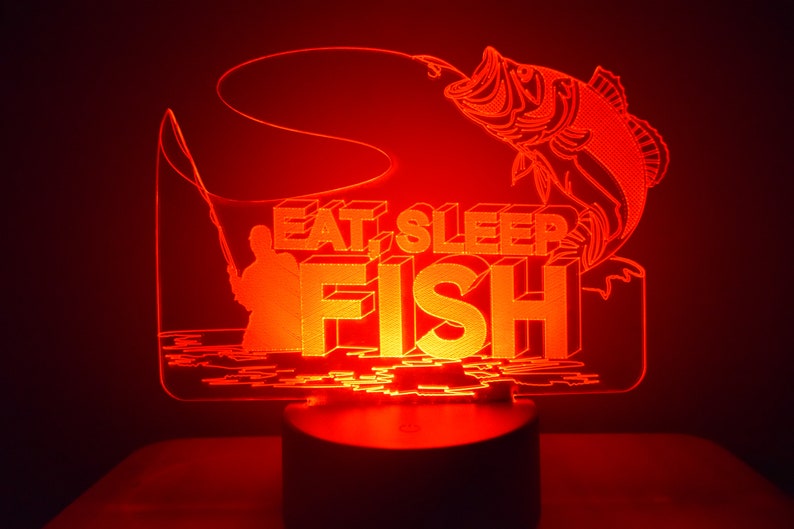 Eat Sleep Fish LED Night Lamp | RGB 3D Acrylic Night Light