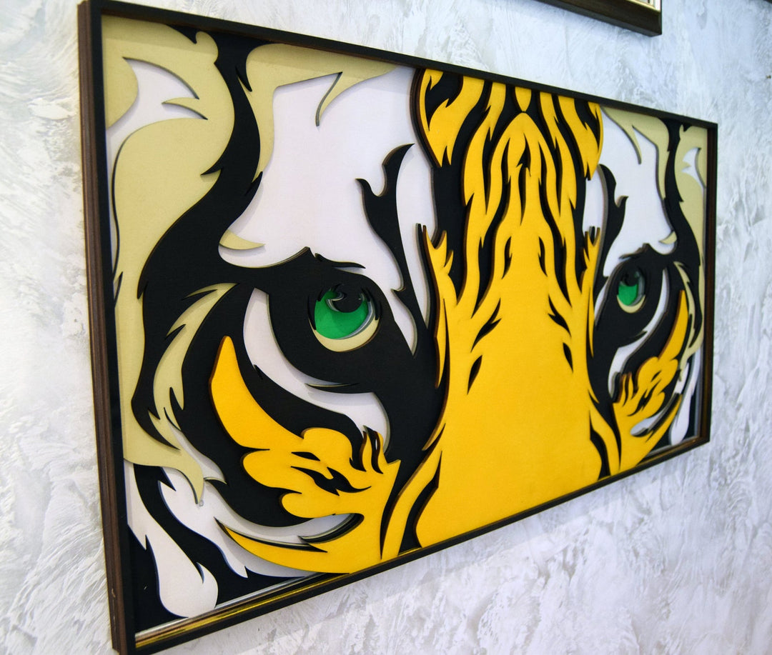 Tiger Eyes Wooden Mandala Wall Art