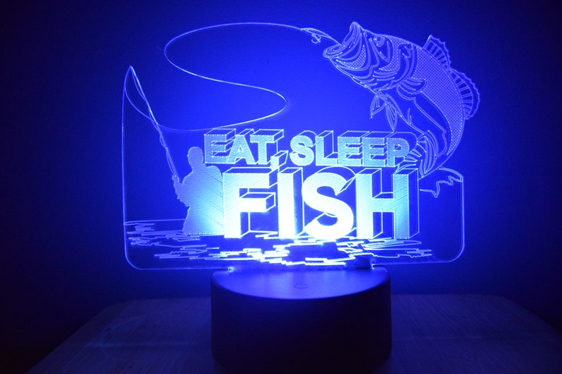 Eat Sleep Fish LED Night Lamp | RGB 3D Acrylic Night Light
