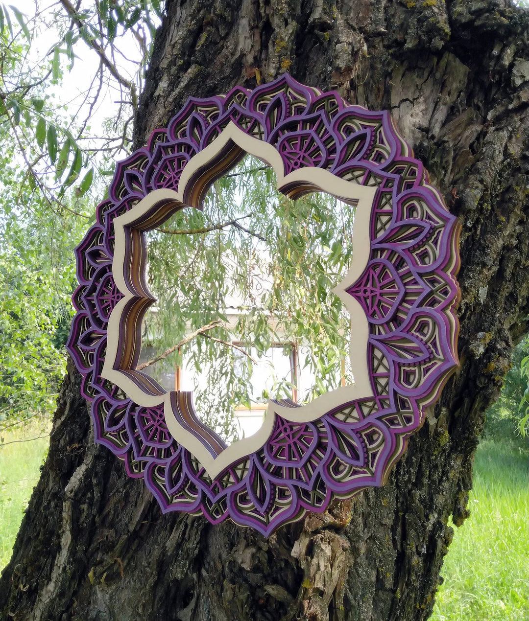 Flower Wooden Mirror Mandala