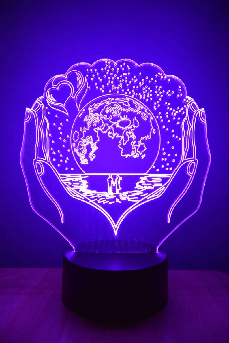 Earth Hands LED Night Lamp | RGB 3D Acrylic Night Light